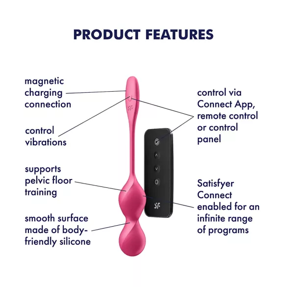 Satisfyer Love Birds 2 - programėle valdoma vibruojanti geišos kamuoliukas (rožinis)