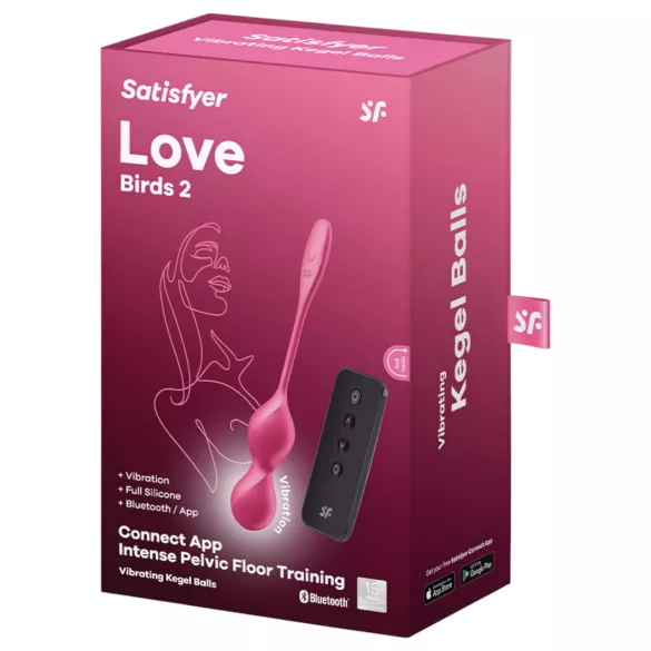 Satisfyer Love Birds 2 - programėle valdoma vibruojanti geišos kamuoliukas (rožinis)