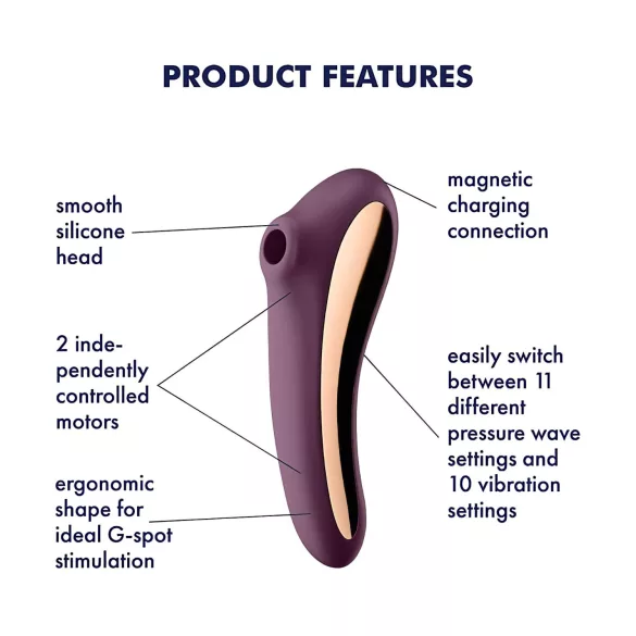 Satisfyer Dual Kiss - 2in1 vibratorius klitoriui ir makščiai - violetinis