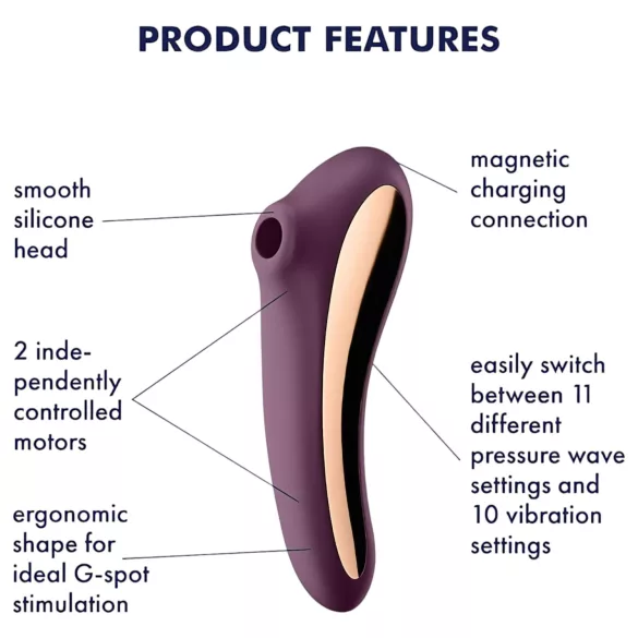 Satisfyer Dual Kiss - 2 in 1 makšties ir klitorio vibratorius (violetinis)