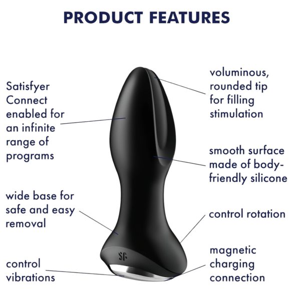 Satisfyer Rotator Plug 2 - analinis vibratorius su karoliukais - juodas