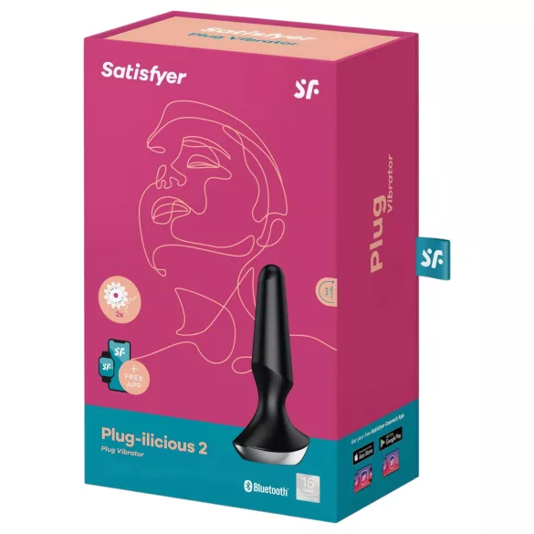 „Satisfyer Plug-ilicious 2“ - programėle valdomas analinis vibratorius (juodas)