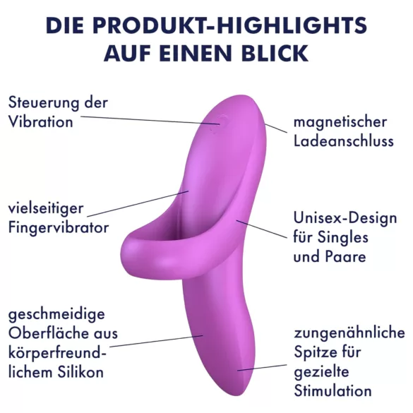 Satisfyer Bold Lover - pirštinis vibratorius - įkraunamas, vandeniui atsparus
