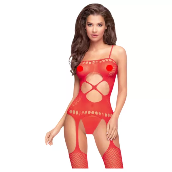 Penthouse Hot Nightfall - atvira bangų rašto tinklinė apranga - raudona