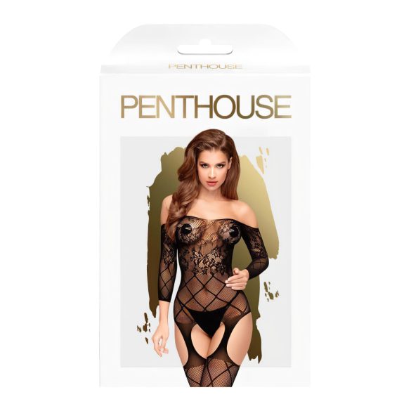 Penthouse Top-Notch - atviras tinklinis rinkinys (juodas) - XL