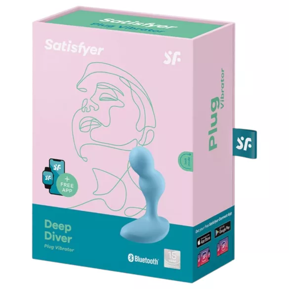 Satisfyer Deep Diver - programėle valdomas analinis vibratorių (mėlynas)