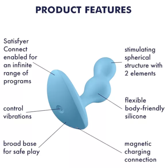 Satisfyer Deep Diver - programėle valdomas analinis vibratorių (mėlynas)