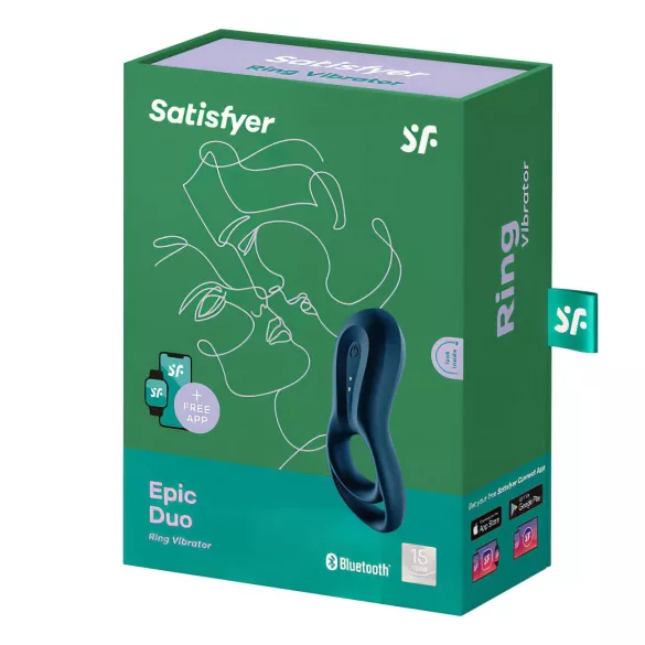 Satisfyer Epic Duo - vibruojantis penio žiedas - juodas