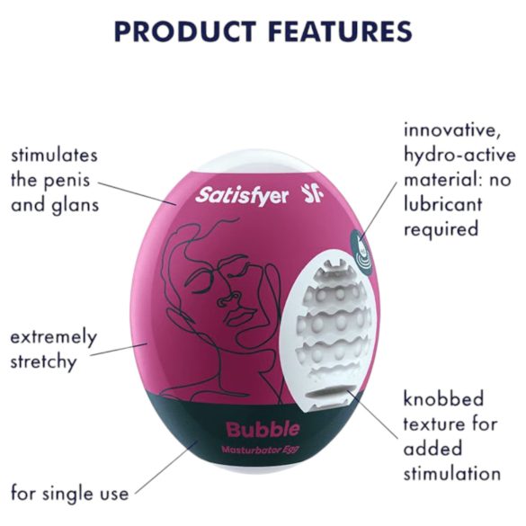 Satisfyer Egg Bubble - masturbatorius vyrams - tekstūruotas vidus - 1 vnt