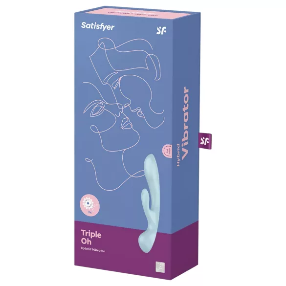 Satisfyer Triple Oh - vibratorius su klitorio atšaka - įkraunamas - mėlynas