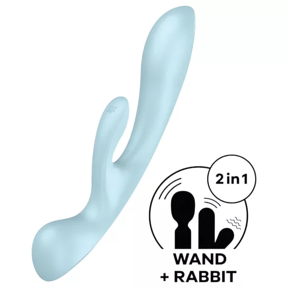 Satisfyer Triple Oh - vibratorius su klitorio atšaka - įkraunamas - mėlynas