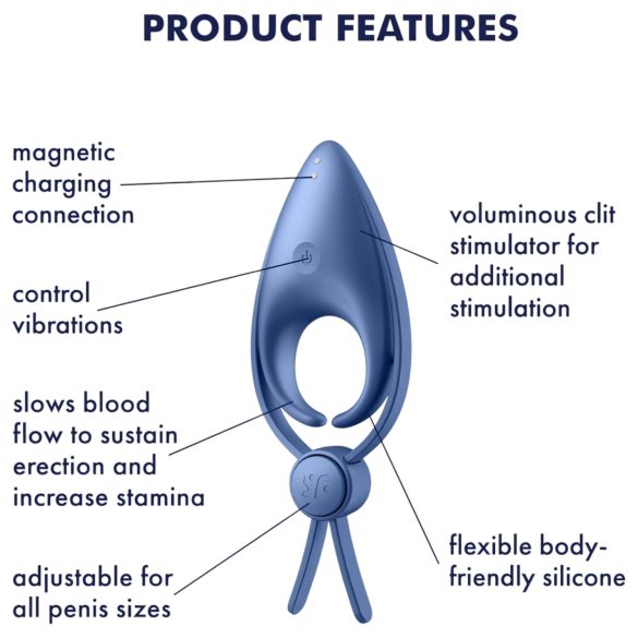 Satisfyer Sniper - vibruojantis penio žiedas - įkraunamas - mėlynas