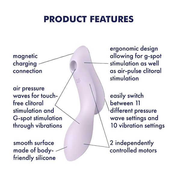 Satisfyer Curvy Trinity 2 - klitorio ir vaginalinis vibratoriaus - purpurinis