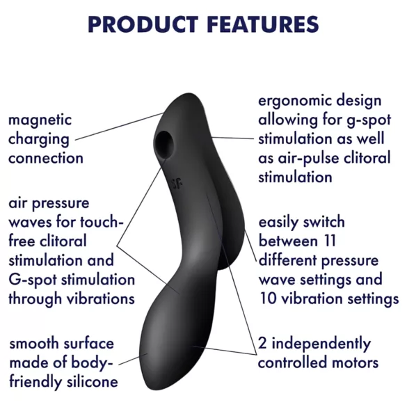 Satisfyer Curvy Trinity 2 - klitorio ir G taško vibratorius - juodas