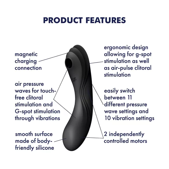 Satisfyer Curvy Trinity 4 - klitorinis ir G taško vibratorius - juodas
