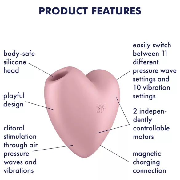 Satisfyer Cutie Heart - klitorio stimuliatorius su oro bangomis - rožinis