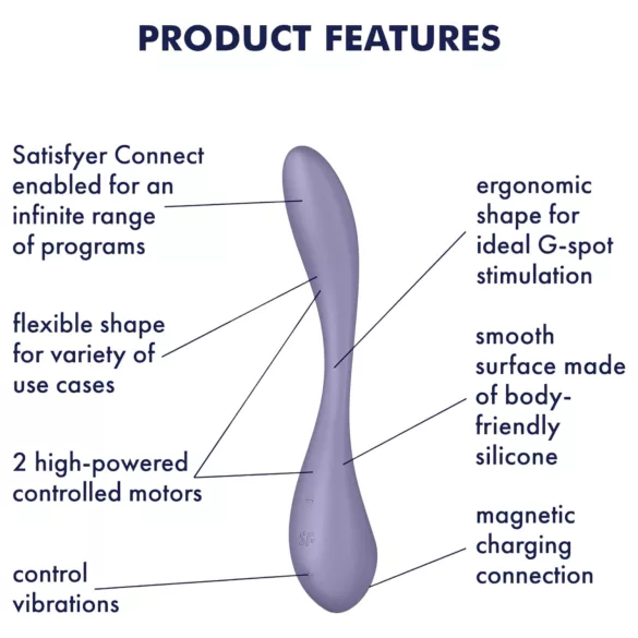 Satisfyer G-spot Flex 5 - programėle valdomas G taško vibratorius (violetinis)