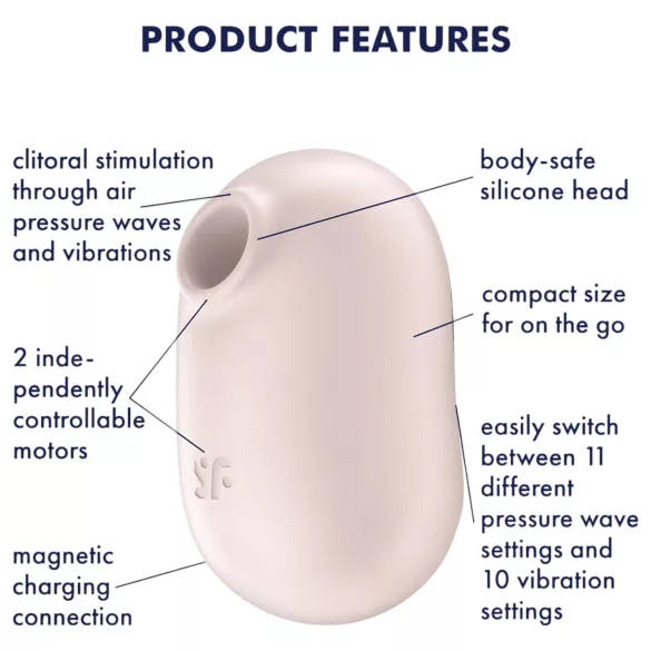 Satisfyer Pro To Go 2 - klitorio stimuliatorius su oro bangomis - smėlio spalvos