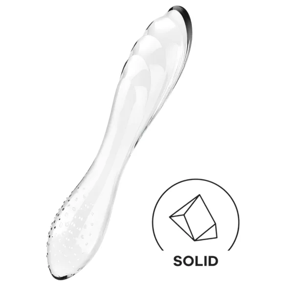 Satisfyer Dazzling Crystal 1 - dvigubas stiklinis dildo - skaidrus