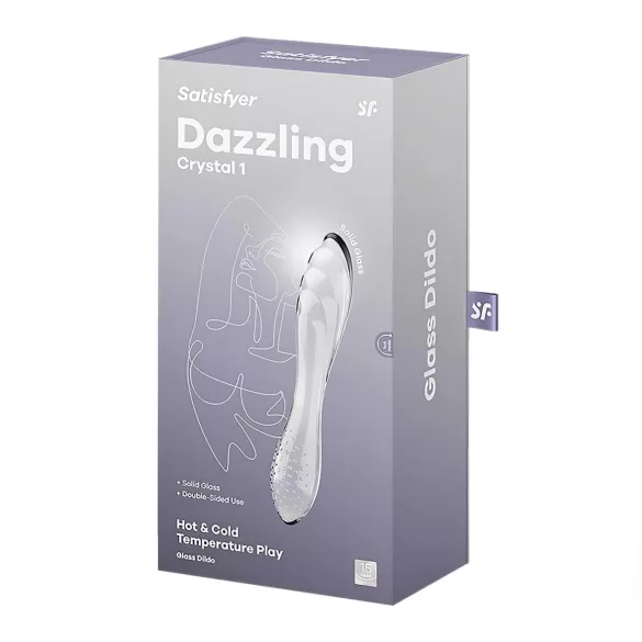 Satisfyer Dazzling Crystal 1 - dvigubas stiklinis dildo - skaidrus