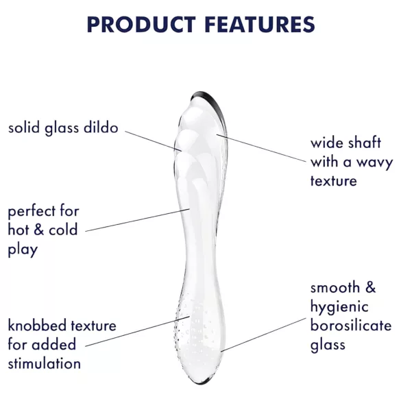 Satisfyer Dazzling Crystal 1 - dvigubas stiklinis dildo - skaidrus