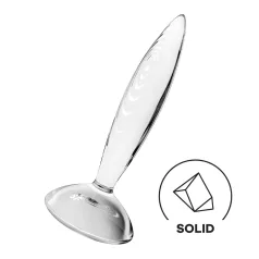   Satisfyer Sparkling Crystal - stiklinis dildo su iškilumais - skaidrus