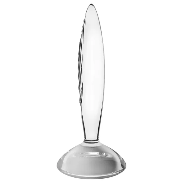 Satisfyer Sparkling Crystal - stiklinis dildo su iškilumais - skaidrus