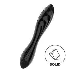   Satisfyer Dazzling Crystal 1 - dvigalis stiklinis dildo - juodas