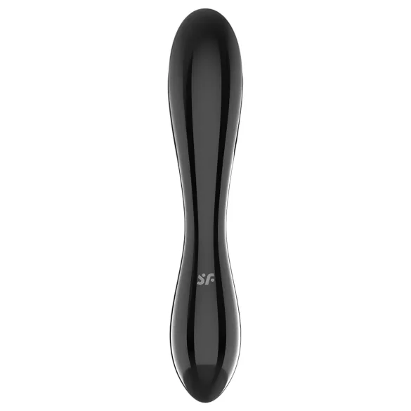 Satisfyer Dazzling Crystal 1 - dvigalis stiklinis dildo - juodas