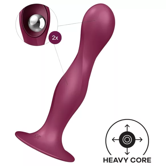 Satisfyer Double Ball-R - dildo su siurbtuku - raudonas, sunkintas