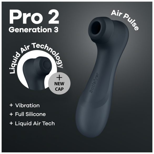 Satisfyer Pro2 Gen3 - klitorio stimuliatorius su oro bangomis - tamsiai pilkas