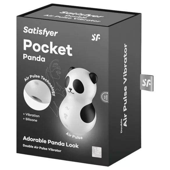 Satisfyer Pocket Panda - bangomis oro srovėmis veikiantis klitorio vibratorius (juodas)