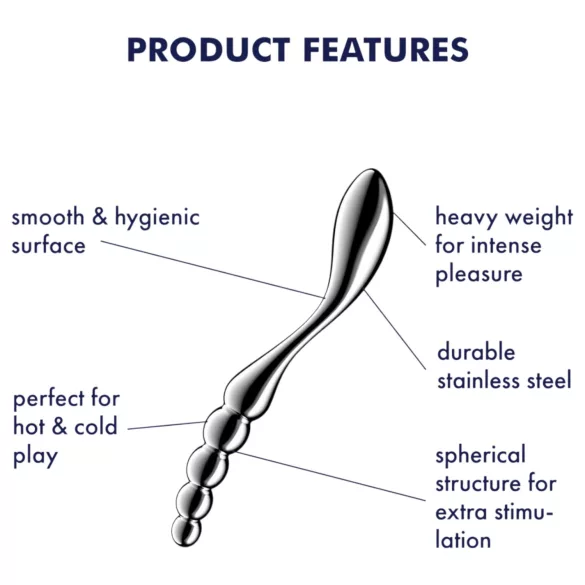 Satisfyer Star Force 1 - metalinis analinis kaištis su burbuliukais - sidabrinis