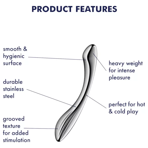 Satisfyer Pure Gravity 1 - metalinis analinis dildo - išlenktas sidabrinis