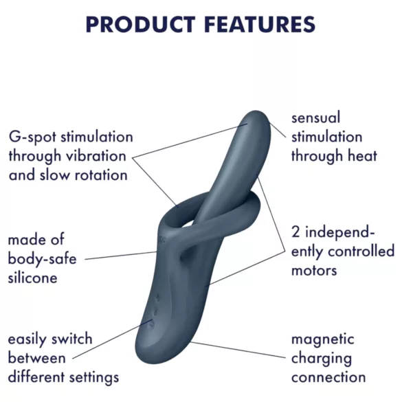 Satisfyer Heat Flex 4 - vibruojantis klitorinis masažuoklis su šildymu - pilkas