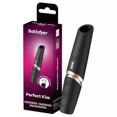   Satisfyer Perfect Kiss - lūpdažio formos vibratorius - juodas