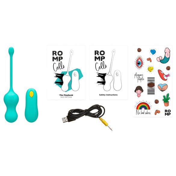 ROMP Cello - vibratoriniai geišos kamuoliukai su nuotoliniu valdymu - žali