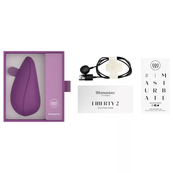 Womanizer Liberty 2 - klitorio stimuliatorius su oro bangomis - violetinė