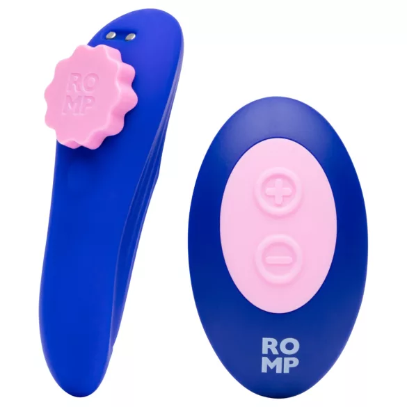 ROMP Party - nešiojamas vibruojantis kelnaičių vibratorius su nuotolinio valdymo pulteliu (violetinis)