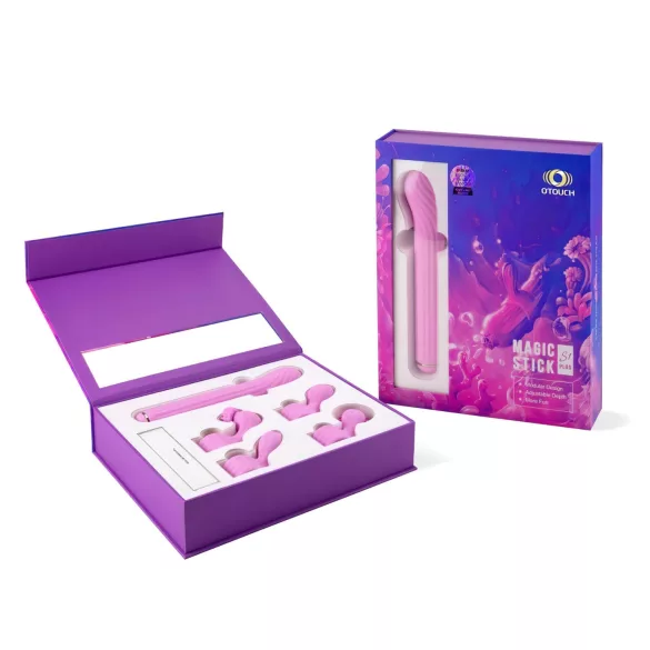 Magic Stick - vibratorius su keičiamais antgaliais (rožinis)