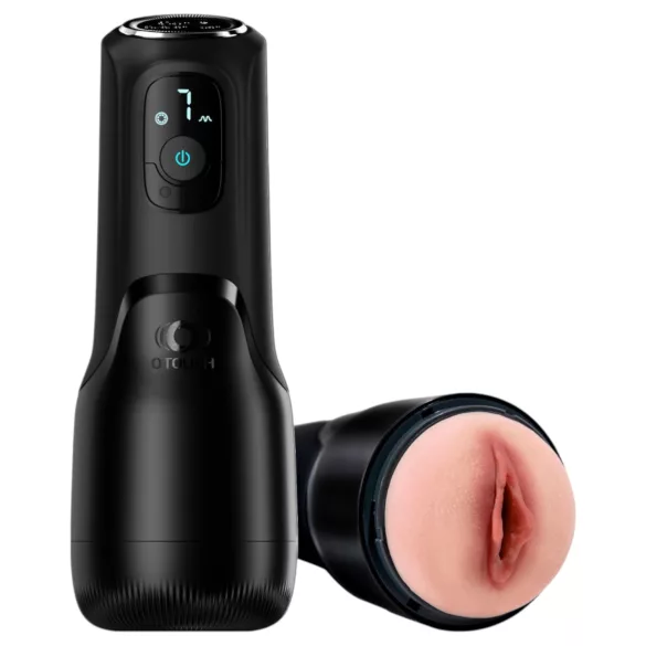 OTOUCH Airturn 4 - siurbimo ir vibracijų automatinis masturbatorius (juodas)