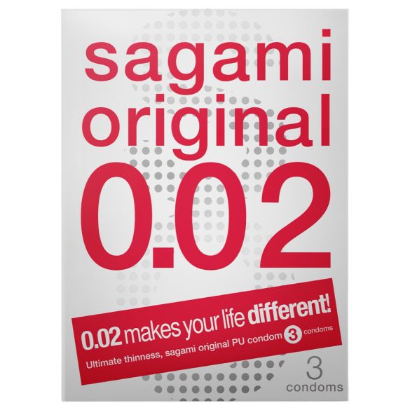 Sagami Original 0.02 - prezervatyvai - 55 mm - 3 vnt.