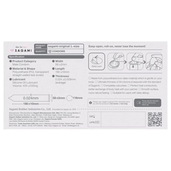 Sagami Original 0.02 L - prezervatyvai - 58 mm - 6 vnt