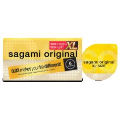   Sagami Original 0,02 XL - prezervatyvai - XL dydis - 61mm (6 vnt.)