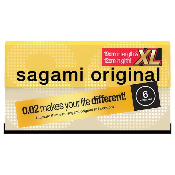 Sagami Original 0,02 XL - prezervatyvai - XL dydis - 61mm (6 vnt.)