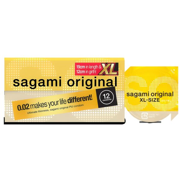 Sagami Original 0,02 XL - prezervatyvai - XL dydis - 61 mm - 12 vnt