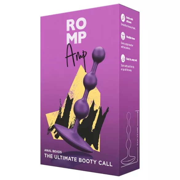 ROMP Amp - analinis dildo su perliukais - silikonas - violetinis