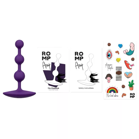 ROMP Amp - analinis dildo su perliukais - silikonas - violetinis