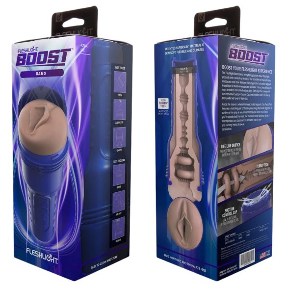 Fleshlight Boost Bang - masturbatorius imitacija vaginos - natūralios spalvos