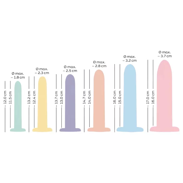 You2Toys - Six in a Row - dildo treniruoklių rinkinys - 6 vnt. (spalvotas)